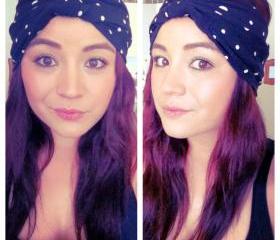 Black with white polka dot print turban