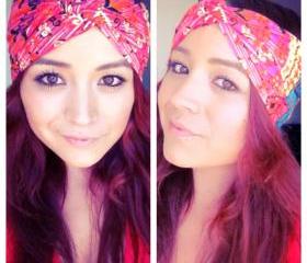 Multi color tribal print leopard faux turban