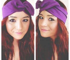 Purple dolly bow headband