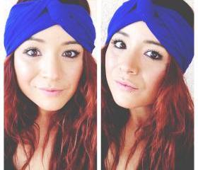 Royal blue faux turban